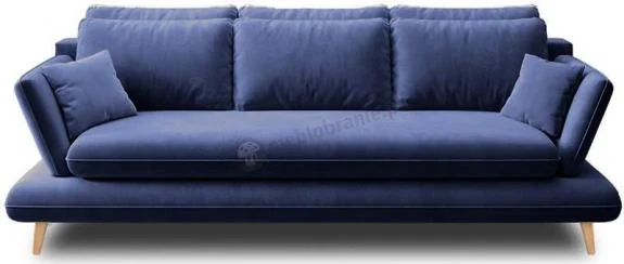 Granatowa sofa rozkładana na drewnianych nóżkach Monte 242x110 cm Solar 79